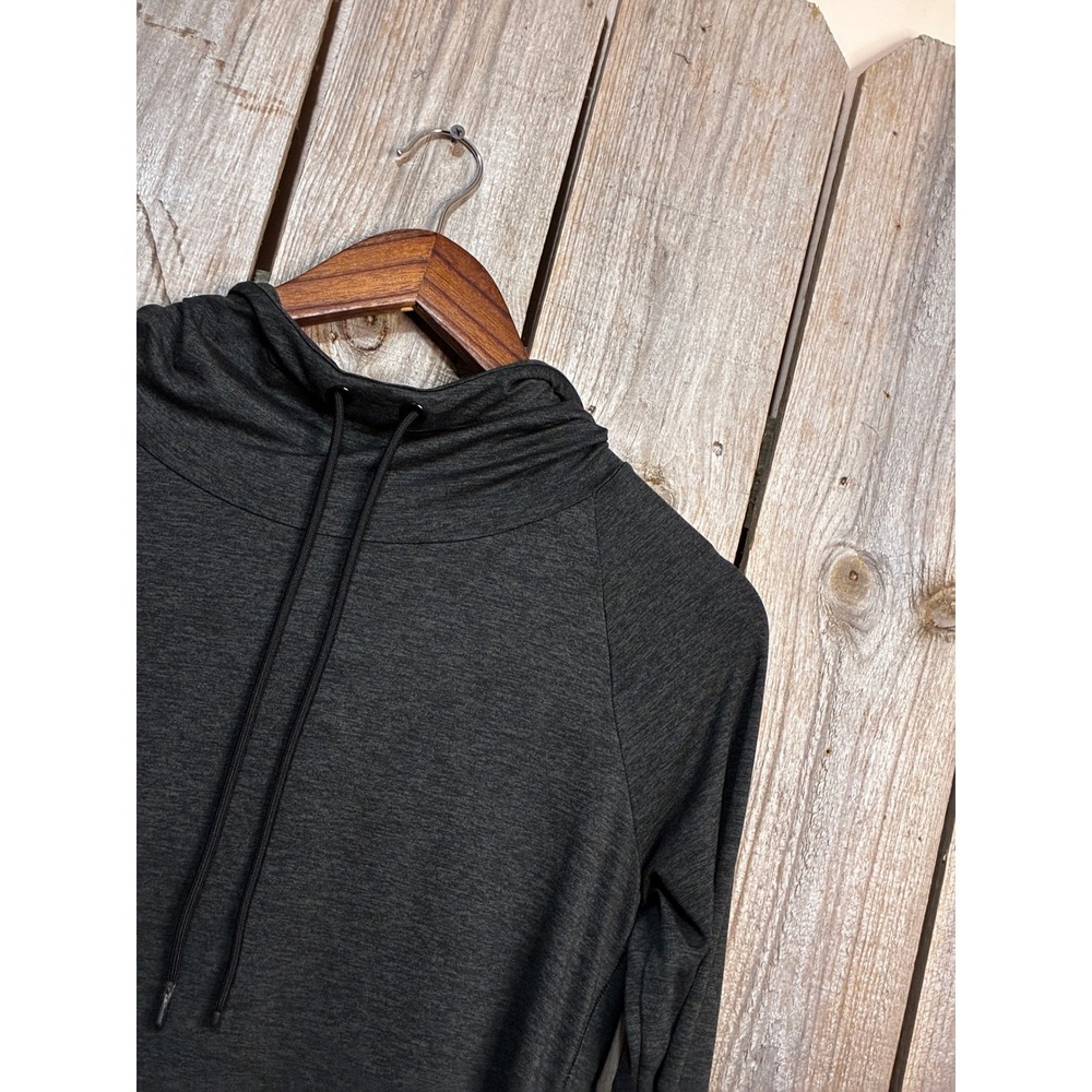 Athleta Womens Small Gray Heathered Long Sleeve Hooded Cowl Neck Top Thumbholes